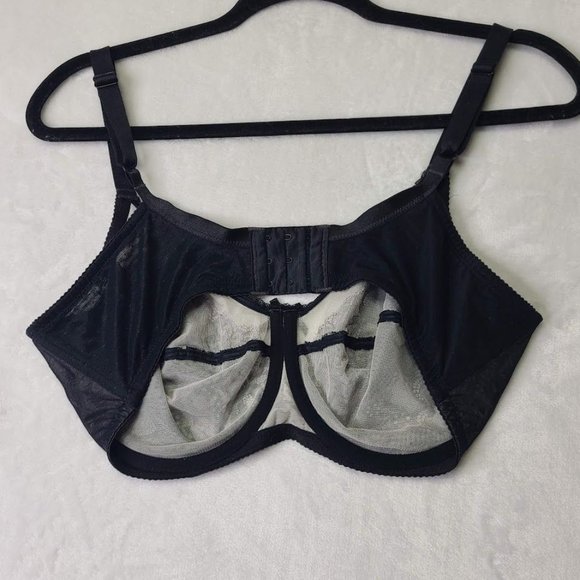 Wacoal Lace Underwire Bra 38DD 855186 Black Mesh & Lace Retro Chic Floral Charm - Picture 7 of 11